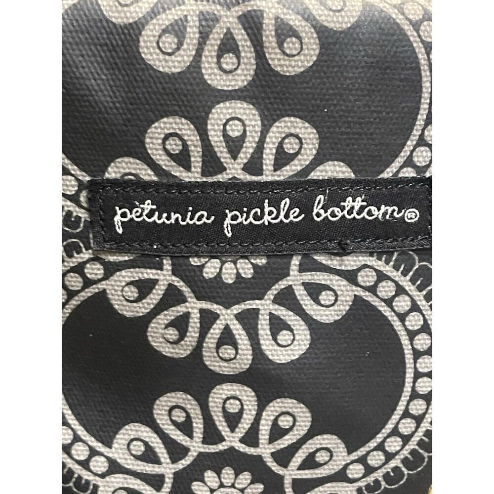 Petunia Pickle Bottom Boxy Backpack Diaper Bag Black Gray Yellow Embroidery - Picture 3 of 10